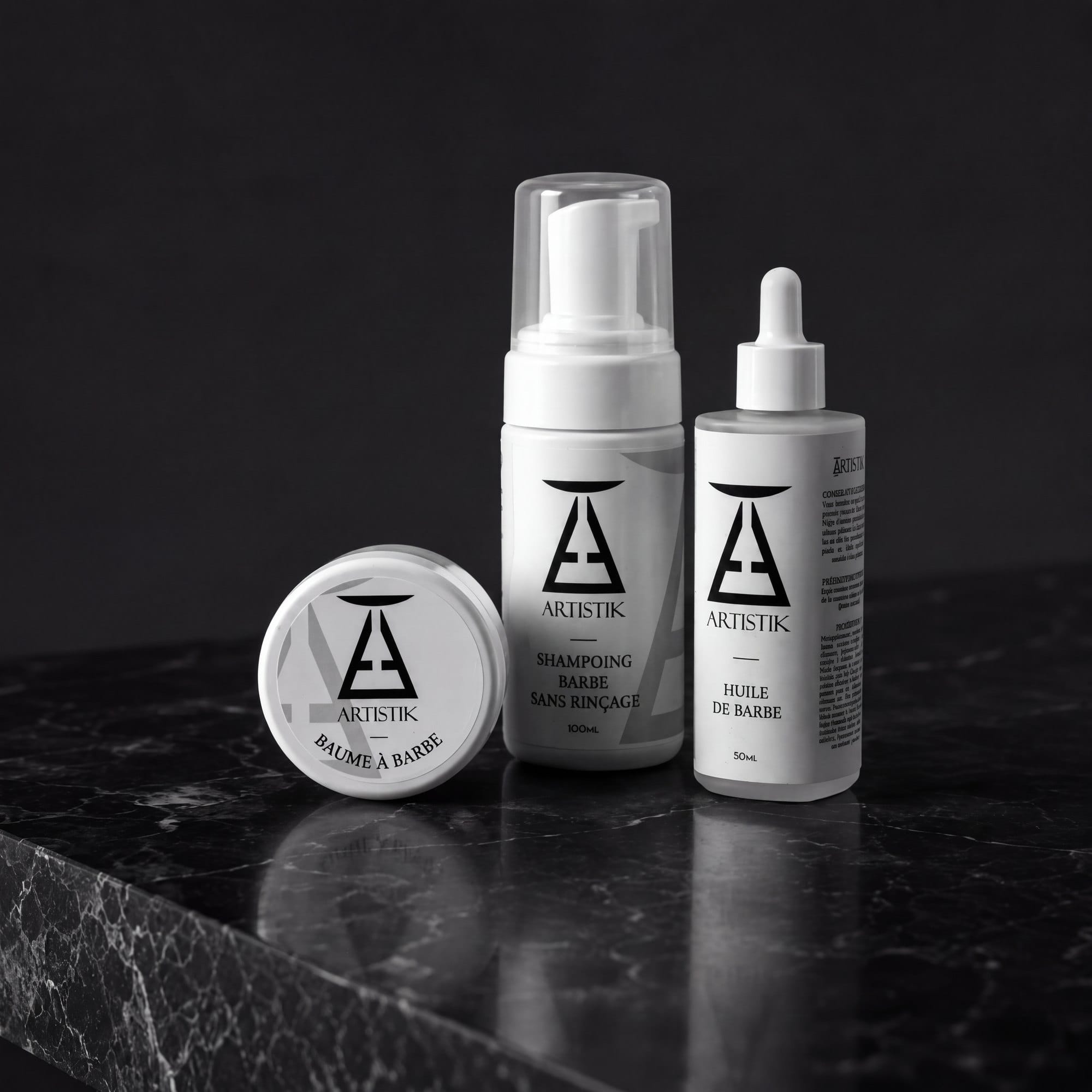 Huile, shampoing sans rinçage et baume à barbe Artistik